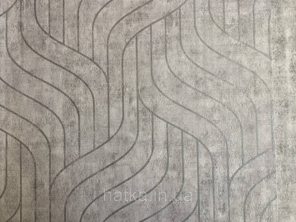 Шпалери метрові вінілові на флізелін Grandeco Feeling геометрія сріблясті смуги на сірому Київ - фото 5