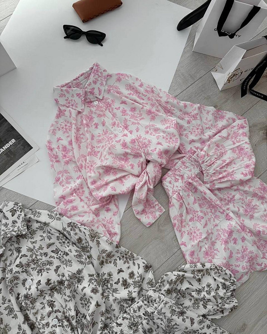 Женский стильный повседневный костюм из натуральной ткани штапель Розовый Одесса - изображение 5