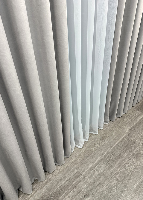 Шторная ткань микровелюр Petek цвет светло-серый 1832ш Киев - изображение 6