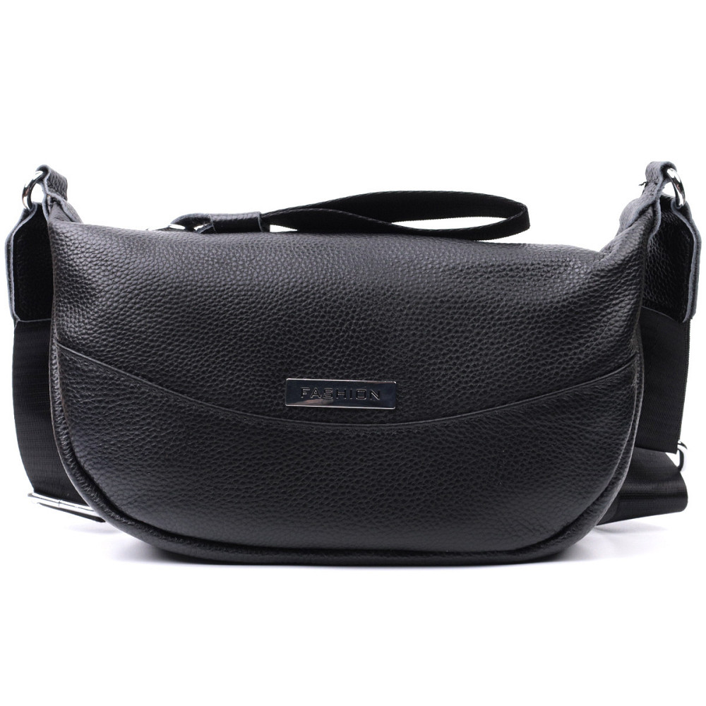 Кожаная женская сумка через плечо с необычным бегунком брелком Vintage 22615 Черная Киев - изображение 6