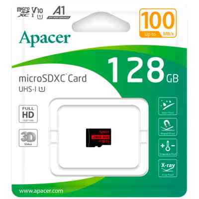 Карта памяти Apacer 128GB microSD class 10 UHS-I V10 A1 (AP128GMCSX10UB-RA) Винница