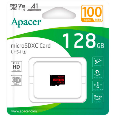 Карта памяти Apacer 128GB microSD class 10 UHS-I V10 A1 (AP128GMCSX10UB-RA) Винница - изображение 2