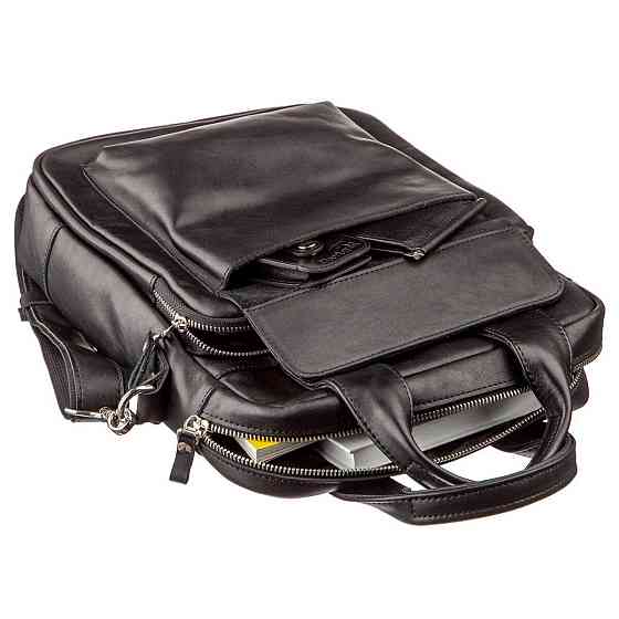 Мужская сумка под А4 вертикального формата в гладкой коже 11165 SHVIGEL, Черная Киев