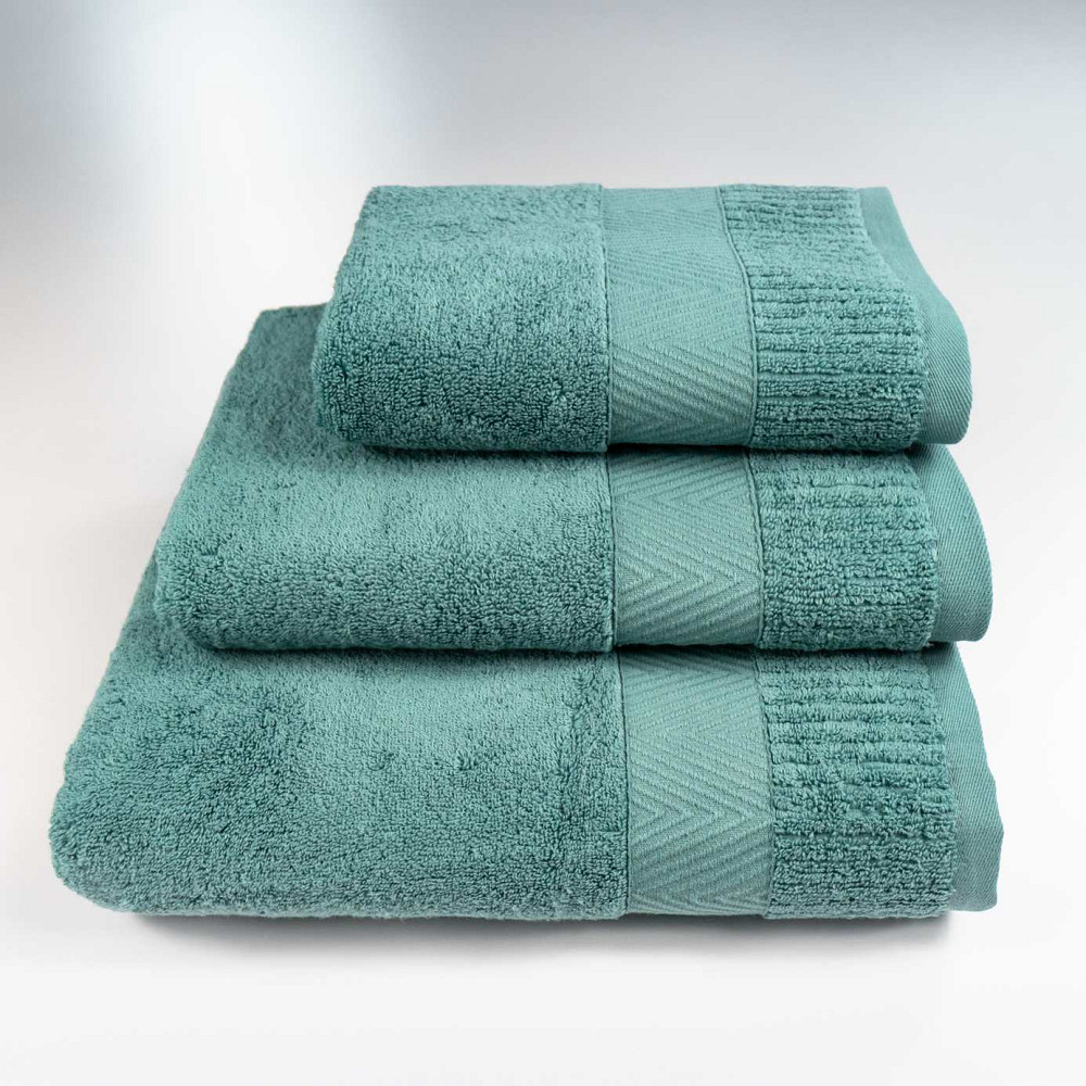 Комплект махрових рушників Зеро Твіст Бордюр 3шт 40x70см, 50x90см, 70x140см 550г/м2 (М'ятний) Суми - фото 1