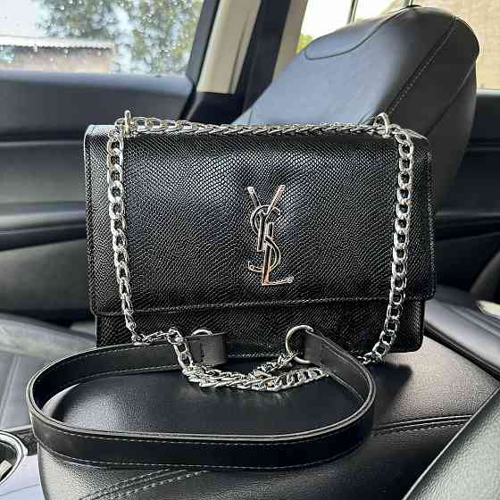 Жіноча міні сумочка рептилія YSL чорна на плече, міні сумка клатч зміїна з ланцюжком ( 29327 ) Харьков