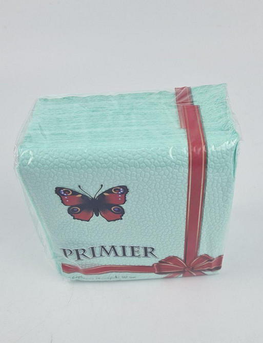 Одноразова Cалфетка 50лист Прем'єр 2-вух шарні берюза 33х33 (10 пачка) Харків - фото 2