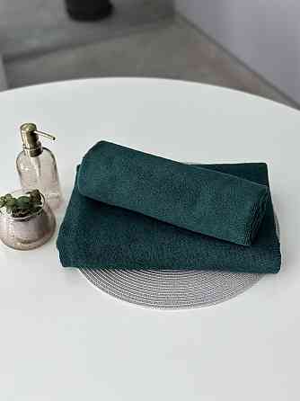 Комплект полотенец однотонных Ideal Textile 50х90см + 100х150см 450 г/м2 изумрудный Черновцы