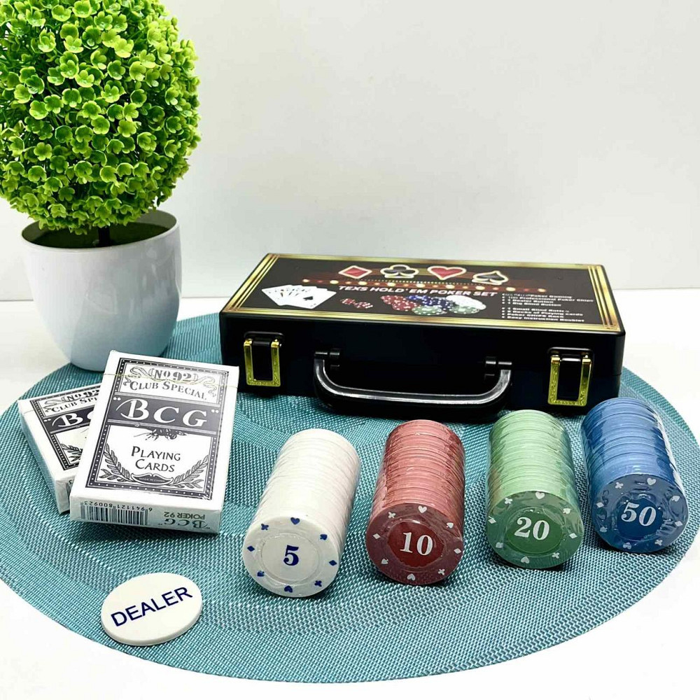 Набір для гри в покер 100 фішок 2 колоди карт у валізі (XQ12112) Чернігів - фото 2