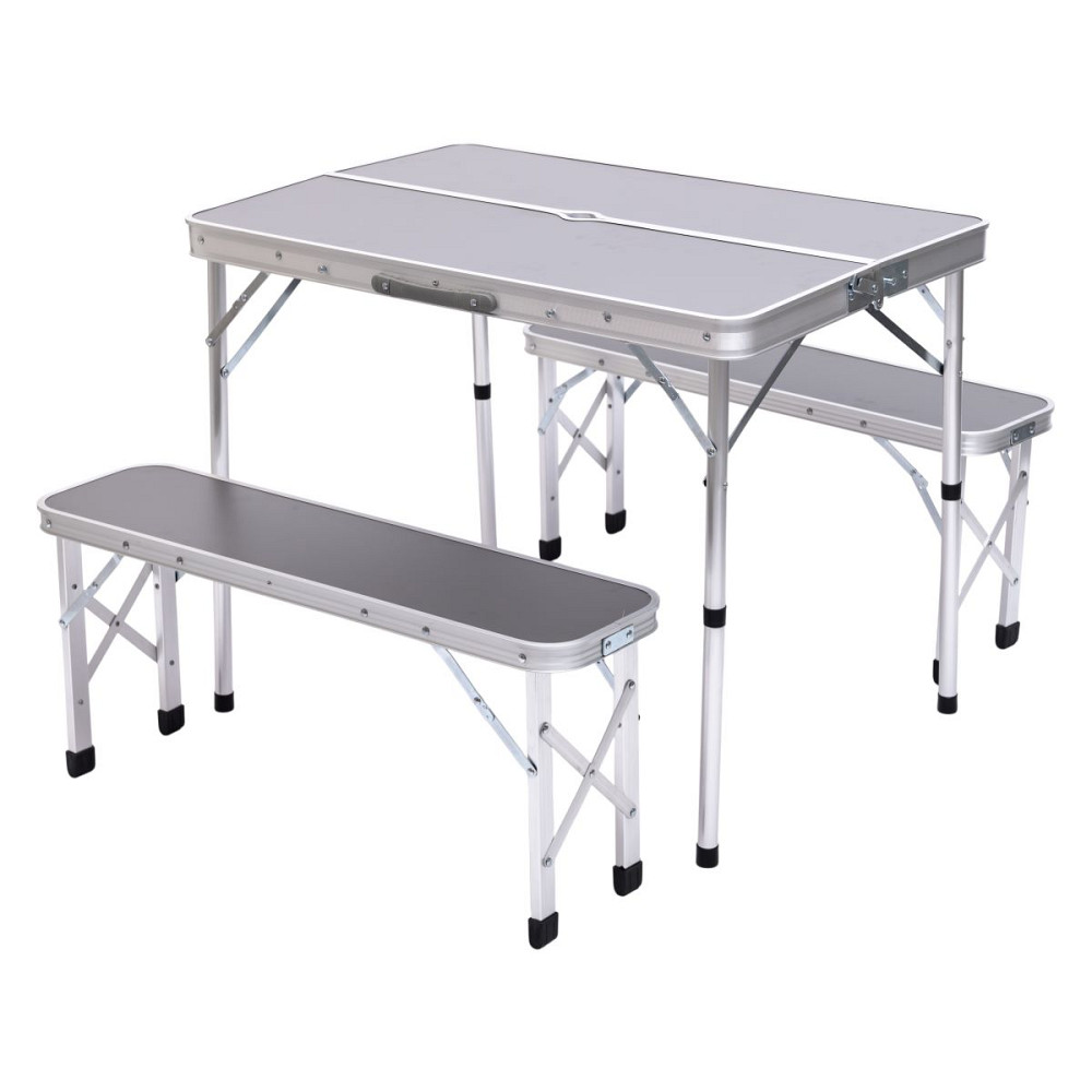 Комплект туристичний стіл + 2 лавки складні меблі Сірий Lugi JY-9060G Коломия - фото 1