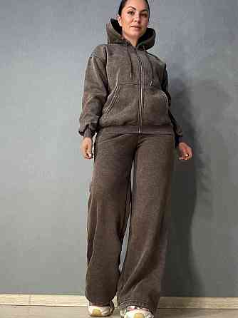 Костюм жіночий Joy One 2166-11 утеплений варений худі зі штанами палаццо коричневий, коричневий, XL Київ