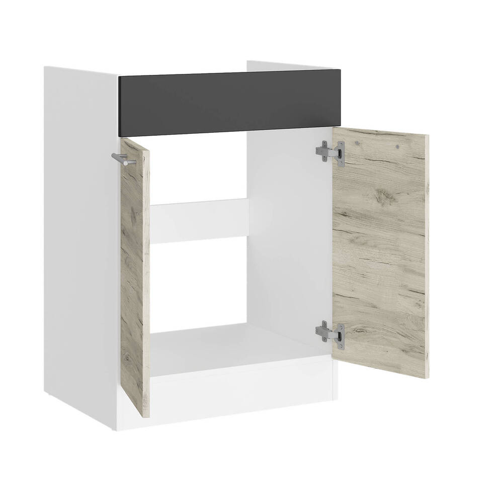 Кухонный модуль под мойку Эверест Эко 600 дуб крафт белый/графит/белый 60х46х82 см (DTM-071022) Львов - изображение 2