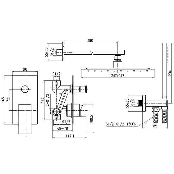 Душова система вбудована TOPAZ ODISS TO-18205-H66 Київ