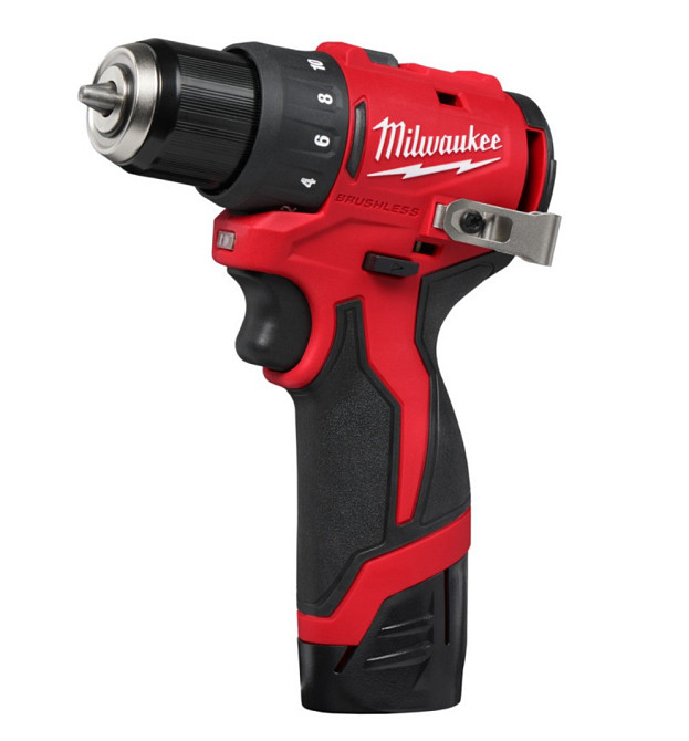 Дрель-шуруповерт аккумуляторный MILWAUKEE M12 BLDDRC-202C, 40Нм (зарядное устройство С12, 2 аккумулятора М12 В2 2Аг, клипса для реме Одесса - изображение 3