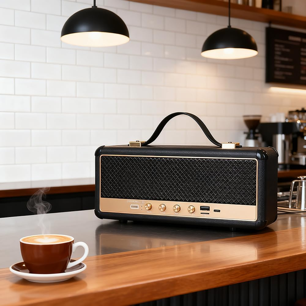 Портативна Bluetooth колонка StockWell III M30 ретро акустика бездротова 16 Вт вбудований акумулятор FM-радіо чорна Київ - фото 6