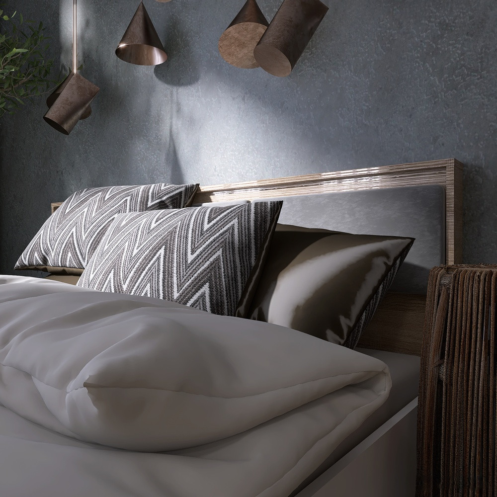 Ліжко двоспальне (щит ДСП під матрац) Еверест Сіті-1600 200,5х168,8х82,6 см Дуб сонома/Білий (DTM-071116) Львів - фото 3