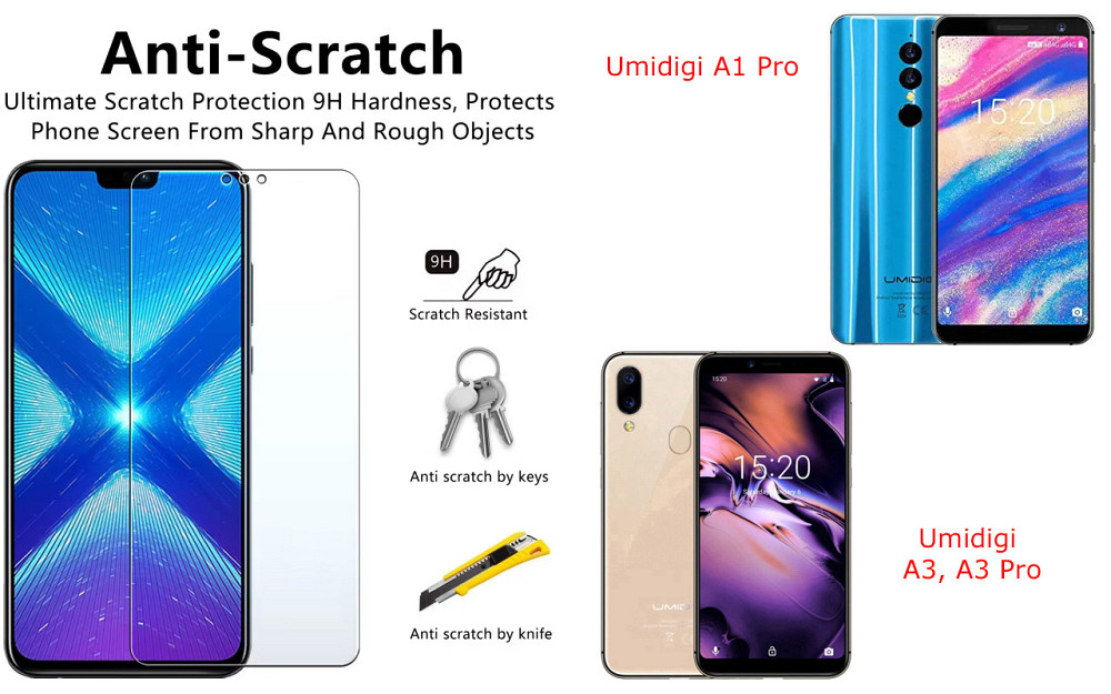 Захисне скло NeoGlass для Umidigi A1 Pro, A3, A3 Pro – надпрозоре та стійке Київ - фото 1