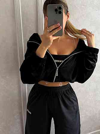 Женский повседневный стильный костюм тройка велюр Одесса