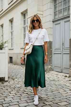 Женская юбка атласная Зеленый 42/44 Харьков