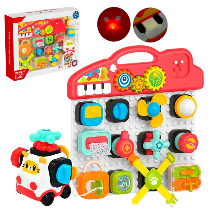 Бізіборд тріскачки шестерні брязкальце підсвічування музика звуки пискавка антистреси (HE 8081) Чернігів - фото 1