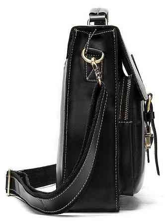 Портфель чоловічий зі шкіри на плече Vintage 14878 Чорний Київ