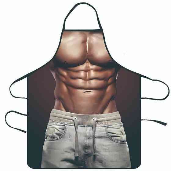 Фартух з приколом чоловік в джинсах та голим торсом 80 на 60 см різнобарвний Київ