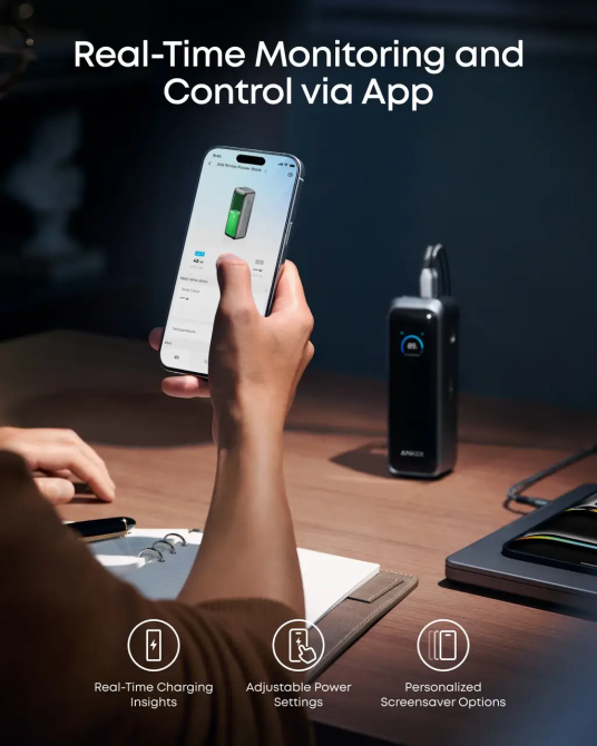 Зовнішній акумулятор Anker Prime Power Bank 20000 мА·год 220W, PD 140W, 3 порти, дисплей, швидка зарядка Київ - фото 7