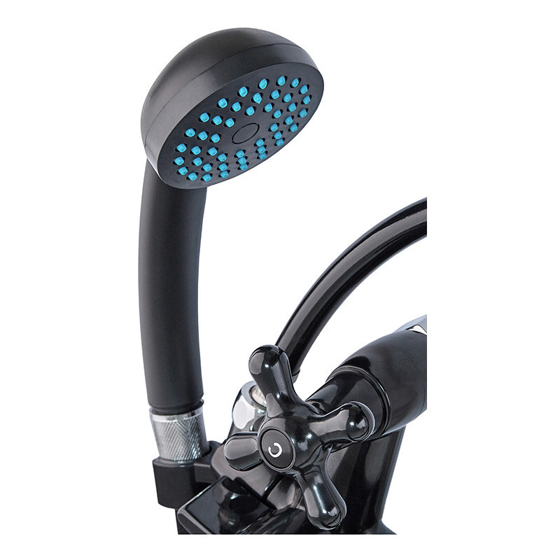 Змішувач для ванної Plamix Sirius-140 Black (зі шлангом та лійкою) (PM0638) Київ - фото 2