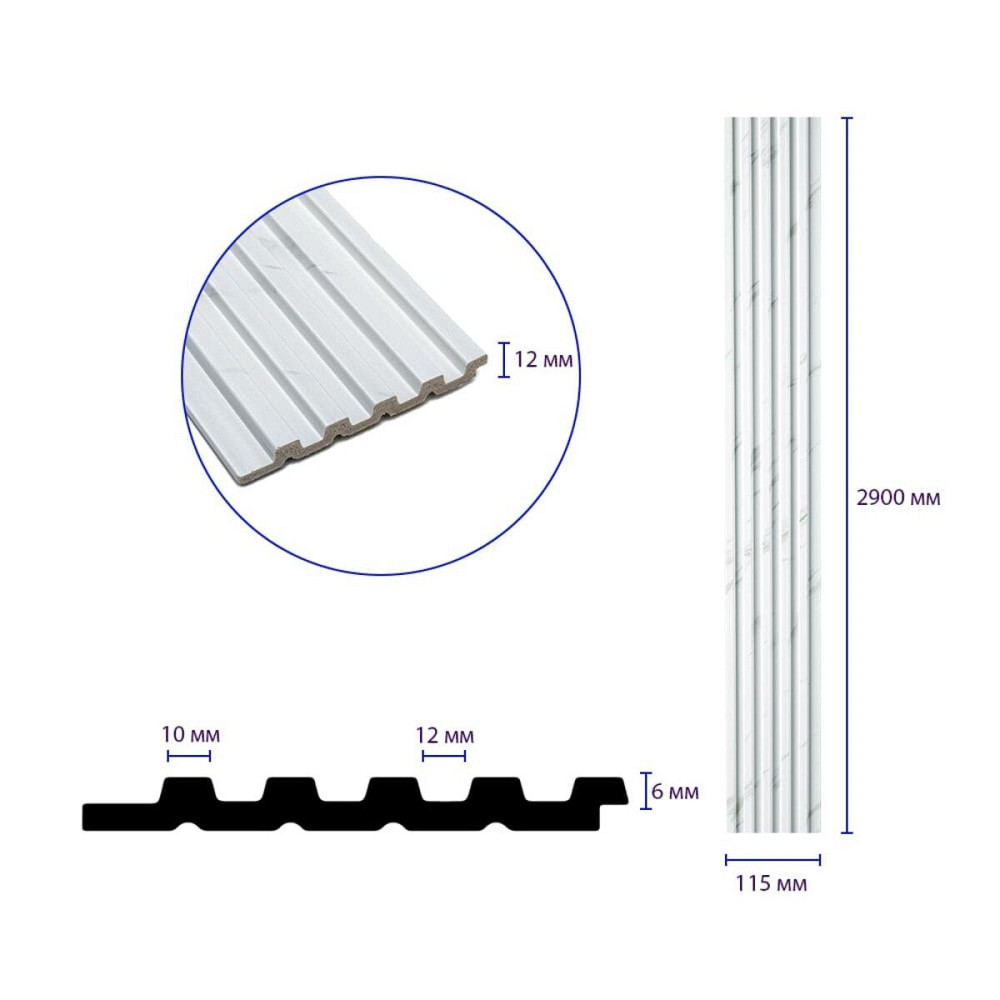 Рейка декоративная PS 2900х115х12мм Белый мрамор SW-00002134 Киев - изображение 8