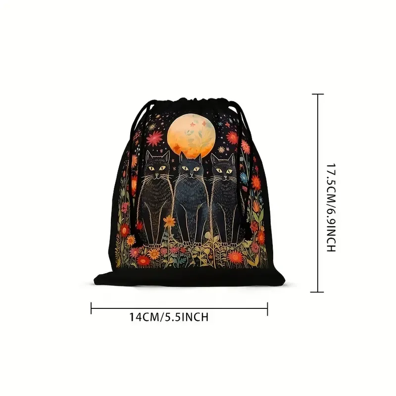 Мешочек для Таро, рун и кристаллов «Три чёрные кота и луна» – мистический оккультный аксессуар Киев - изображение 5