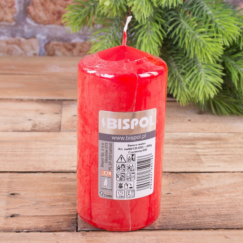 Свічка столова циліндр Bispol AURA Candles sw60/120-030 Червонй Луцк - изображение 7