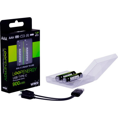 Акумулятор Verico AAA USB Type-C 600mAh 1.5V Li-ion * 2 (LoopEnergy) (1UDBT-A2WEB2-NN) Вінниця - фото 3
