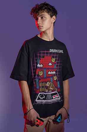 Футболка чоловіча з аніме принтом Донкей Конг Сізес С оверсайз (S/M/L) Чорний AnimeJ1033 Дніпро