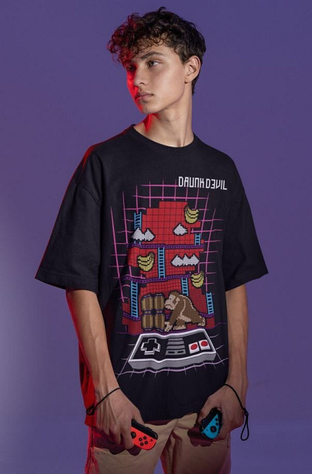 Футболка чоловіча з аніме принтом Донкей Конг Сізес С оверсайз (S/M/L) Чорний AnimeJ1033 Дніпро - фото 5