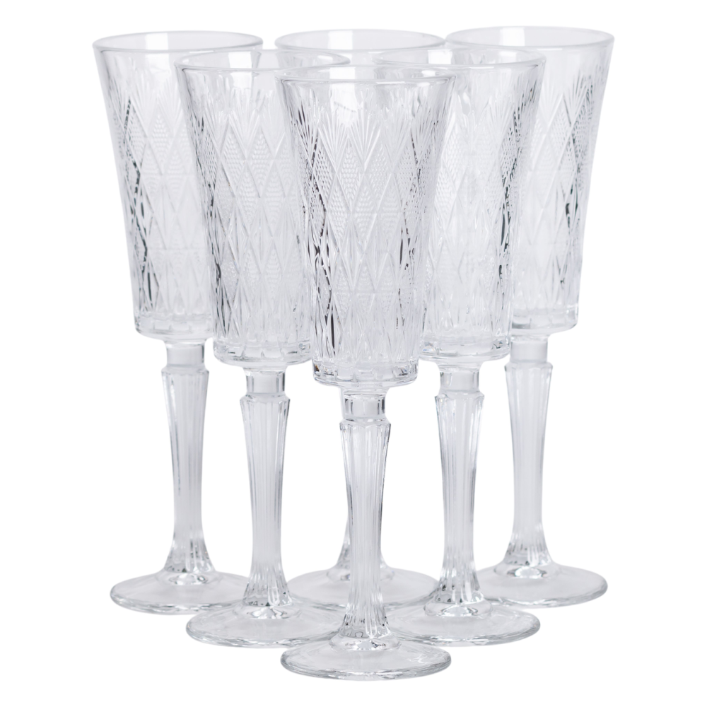 Yiwu Набір келихів для шампанського 6 шт 200 мл скляні на ніжці HP-19-126 Київ - фото 1