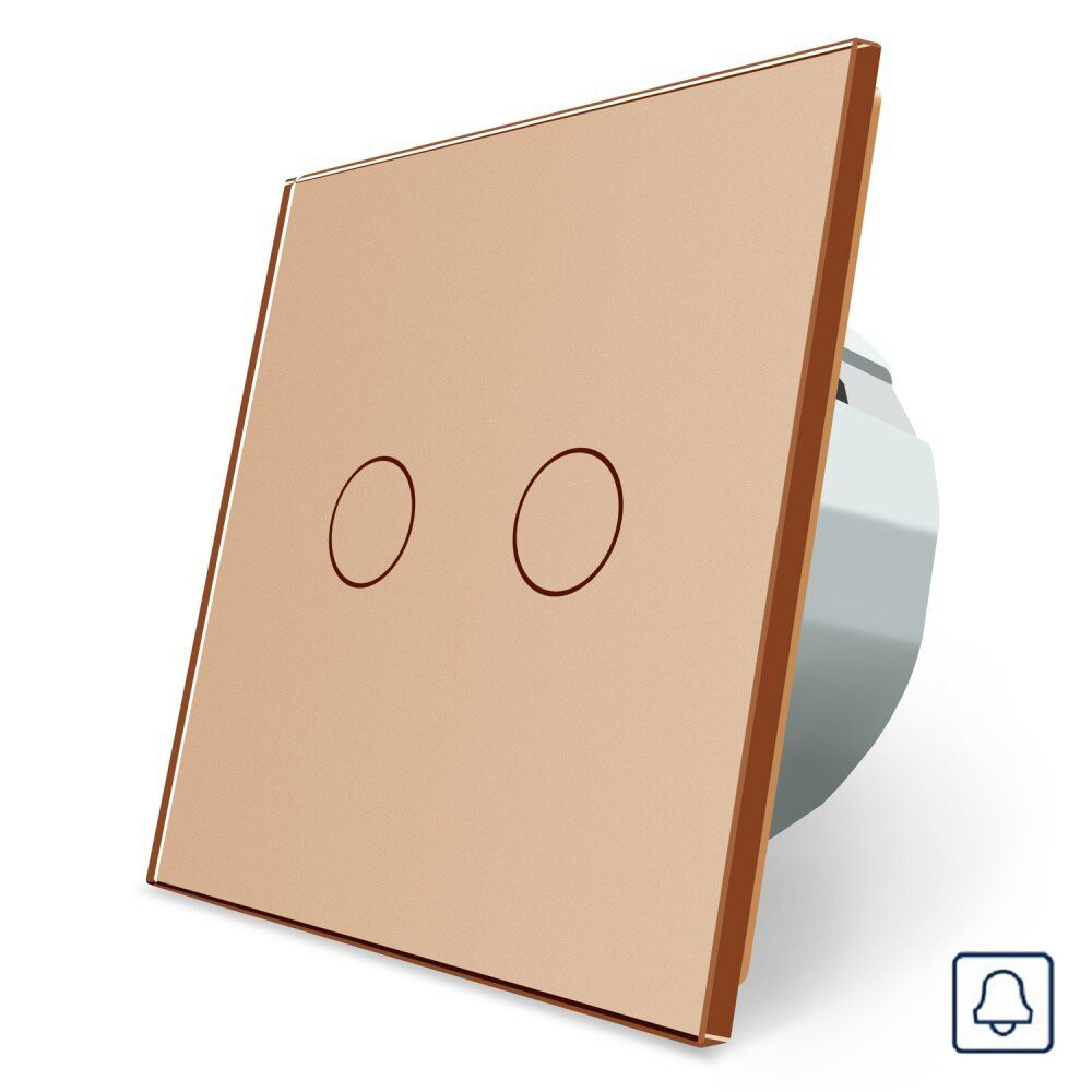 LIVOLO Сенсорна кнопка 2 сенсора Імпульсний вимикач Livolo золото скло (VL-C702H-13) Коломия - фото 1