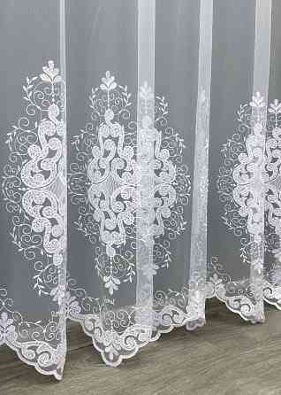 Тюль фатин с вышивкой цвет холодный белый 1842т Киев