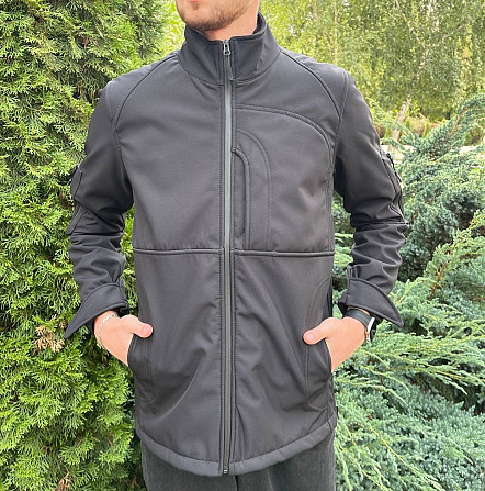 Водонепроникна чоловіча куртка з матеріалу Soft Shell (Чорна) L Вінниця - фото 1