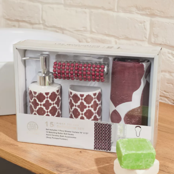 Шторка для ванной и душа набор аксессуаров и ванных принадлежностей: шторка,стакан для щеток,дозатор для мыла Каменец-Подольский