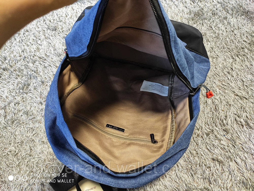 Молодіжний міський тканинний рюкзак синього кольору під джинс David Jones Київ - фото 4