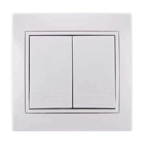 MIRA білий Вимикач внутрішній 2кл з білою вставкою Лезард Житомир