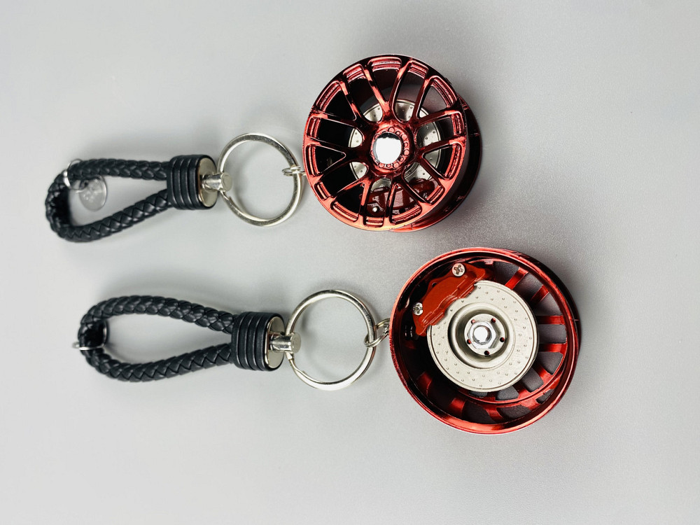 Брелок у вигляді диска колеса червоний, брелок на ключі для водія, брелок металевий на авто ключі Мукачево - фото 7