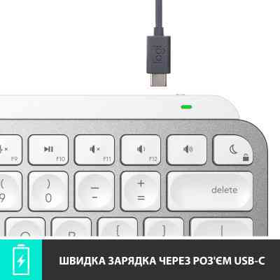 Клавіатура Logitech MX Keys Mini Wireless Illuminated UA Pale Grey (920-010499) Вінниця