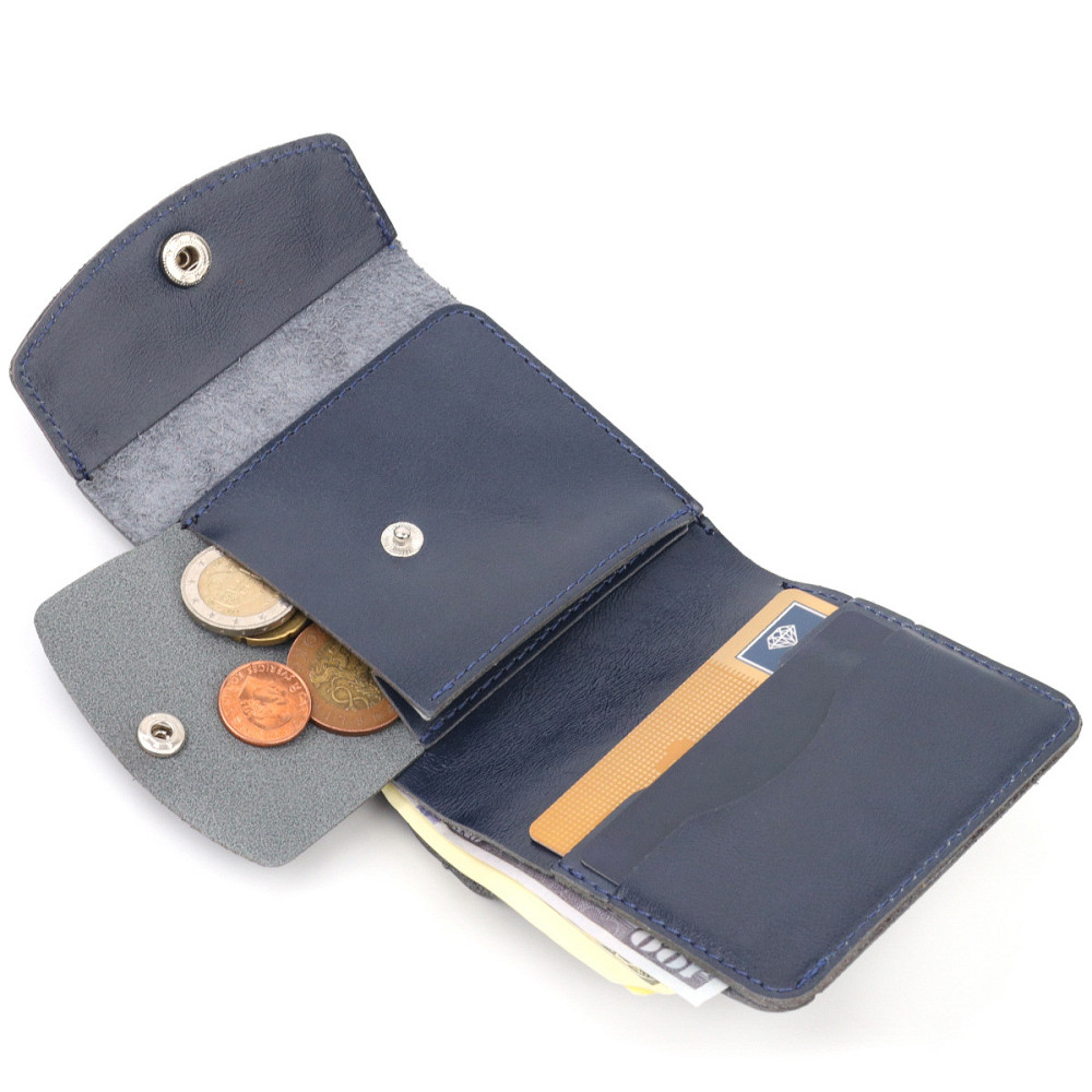 Класичне чоловіче портмоне із натуральної шкіри Shvigel 16621 Коричневий Синій Київ - фото 6