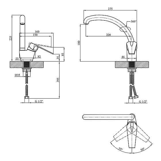Змішувач для кухні Kroner KRM Odra - N035 сатин Київ