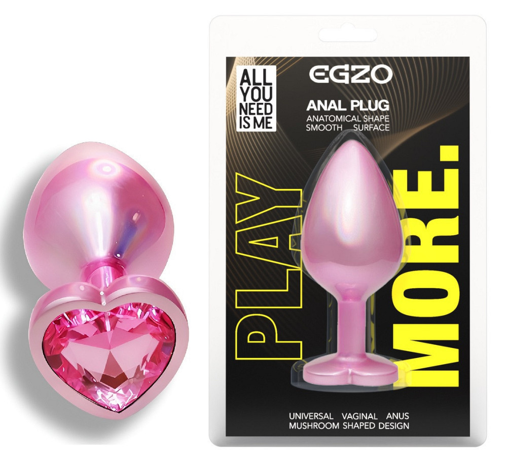 Анальна пробка з кристалом EGZO - Pink Perl Heart Plug Pink, size S Sex Aura Київ - фото 1