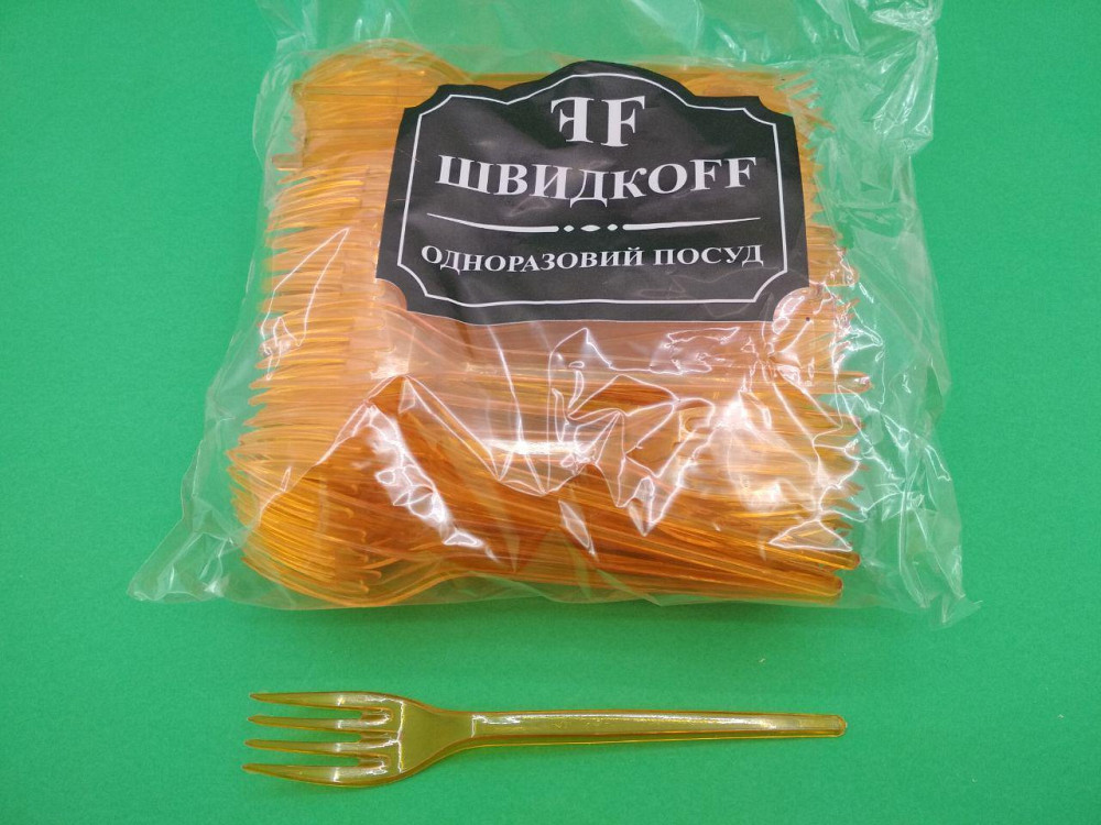 Вилки пластиковые плотные 100 шт Оранжевые Юнита Харків - фото 1