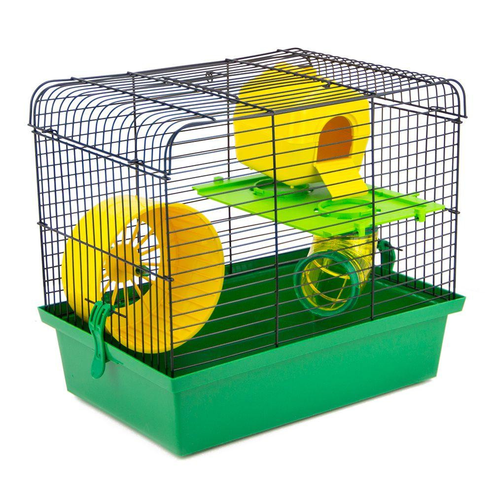 Декоративна клітка Хом'як 1 Люкс для гризунів з барабаном, тунелем та поличками (33 х 23 х 29 см), Лорі Київ - фото 2