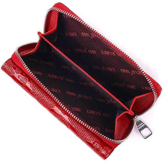 Яскраве жіноче портмоне з лакованої фактурної шкіри KARYA 21428 Червоний Київ