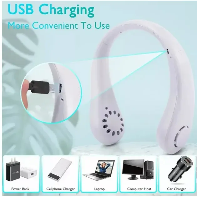 Портативний акумуляторний вентилятор на шию Neck Fan Х5, безлопатевий USB вентилятор для прогулянок і спорту Одеса - фото 8