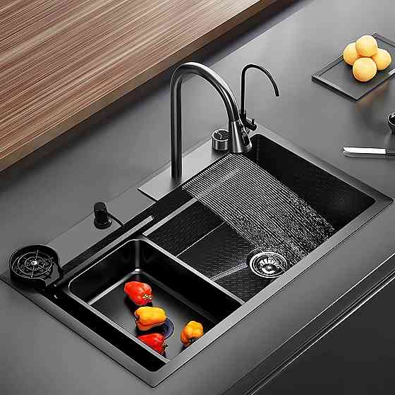 Кухонная мойка водопад Willda черная / Nano Black 75x46x22 см (480510351) Киев